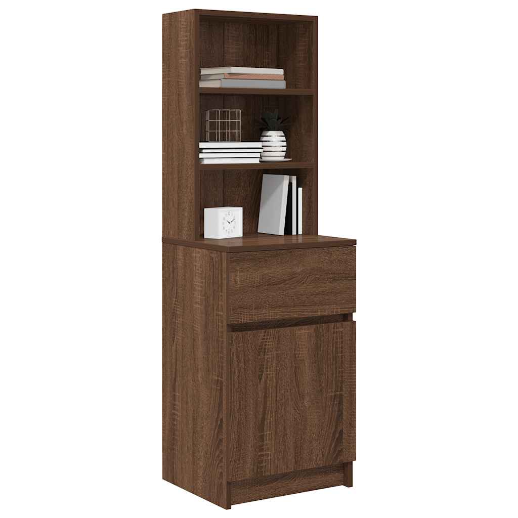 Bedside Cabinet Brown Oak 39x35x125 cm Engineered Wood
