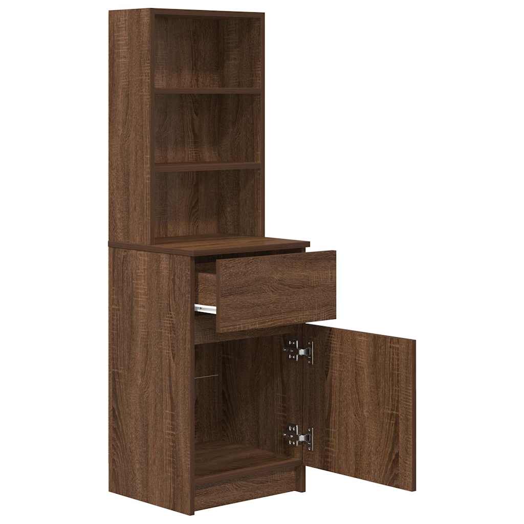 Bedside Cabinet Brown Oak 39x35x125 cm Engineered Wood