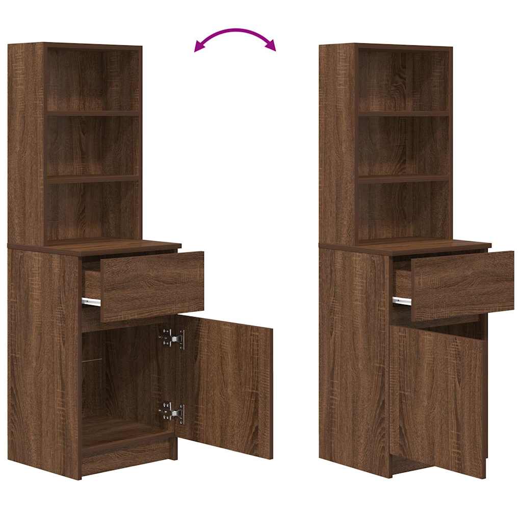 Bedside Cabinet Brown Oak 39x35x125 cm Engineered Wood