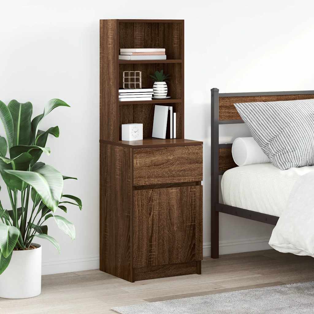 Bedside Cabinet Brown Oak 39x35x125 cm Engineered Wood