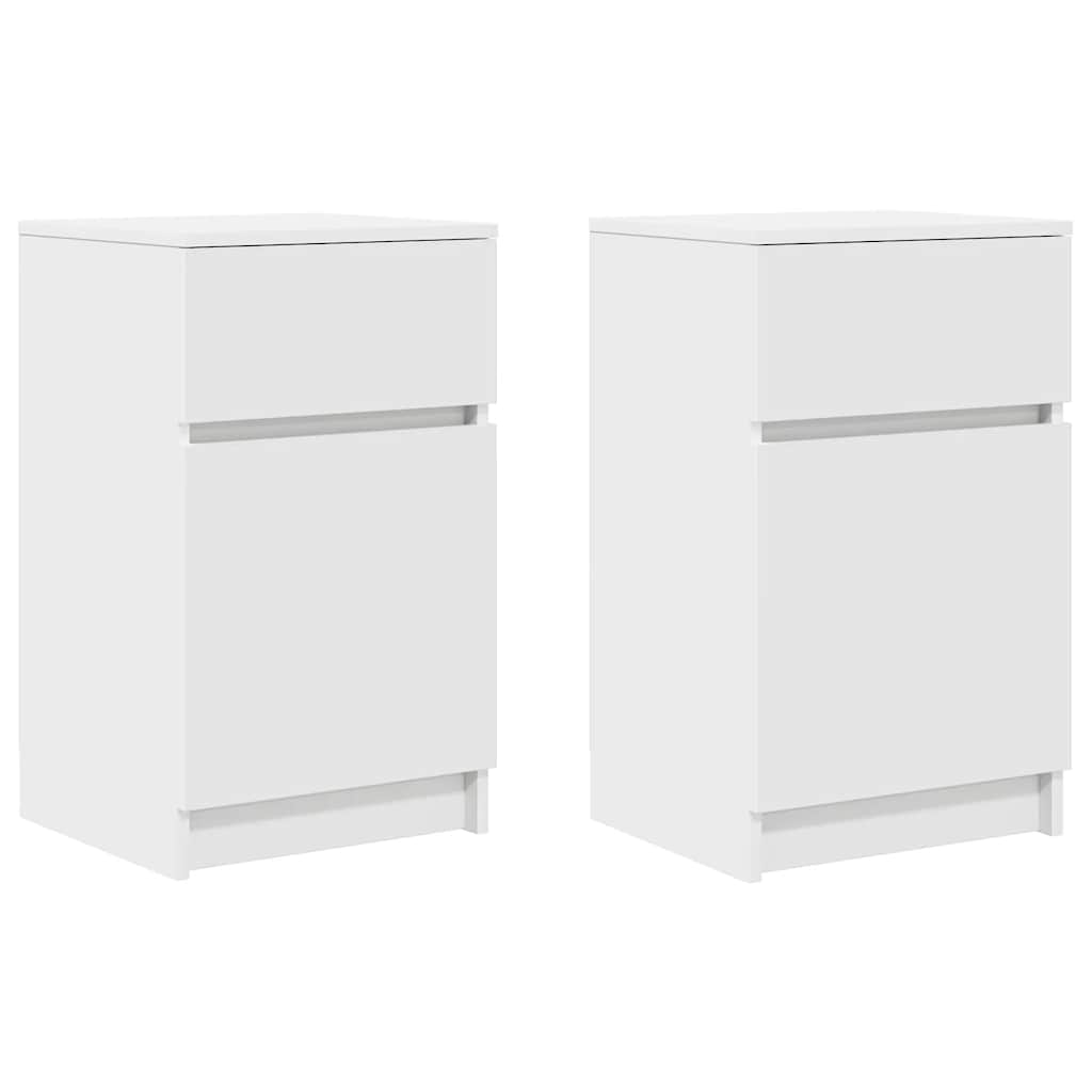 Bedside Cabinets 2 pcs White 39x35x65 cm Engineered Wood