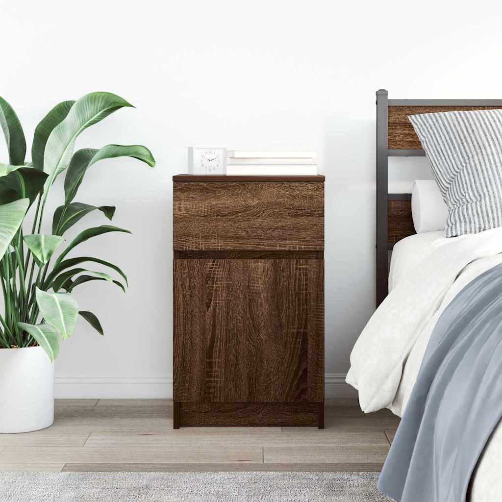 Bedside Cabinet Brown Oak 39x35x65 cm Engineered Wood