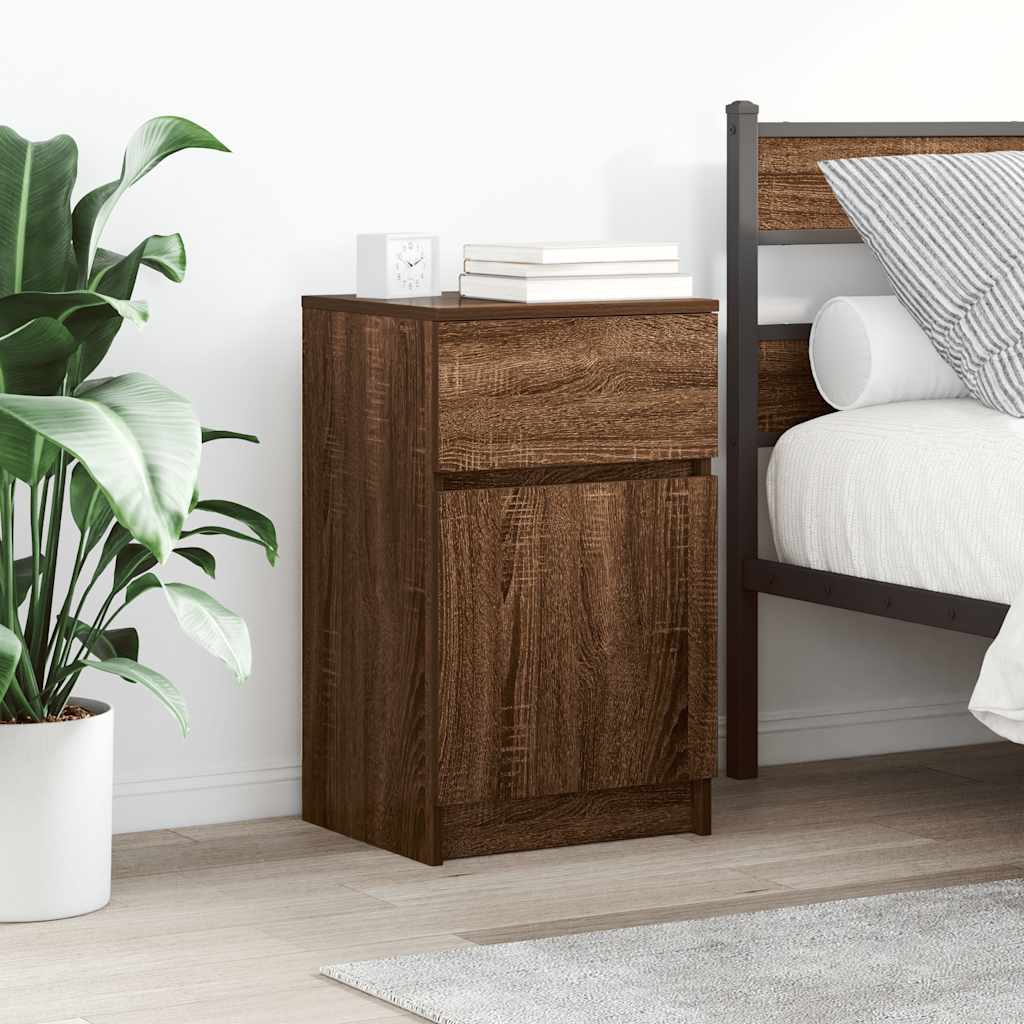 Bedside Cabinet Brown Oak 39x35x65 cm Engineered Wood
