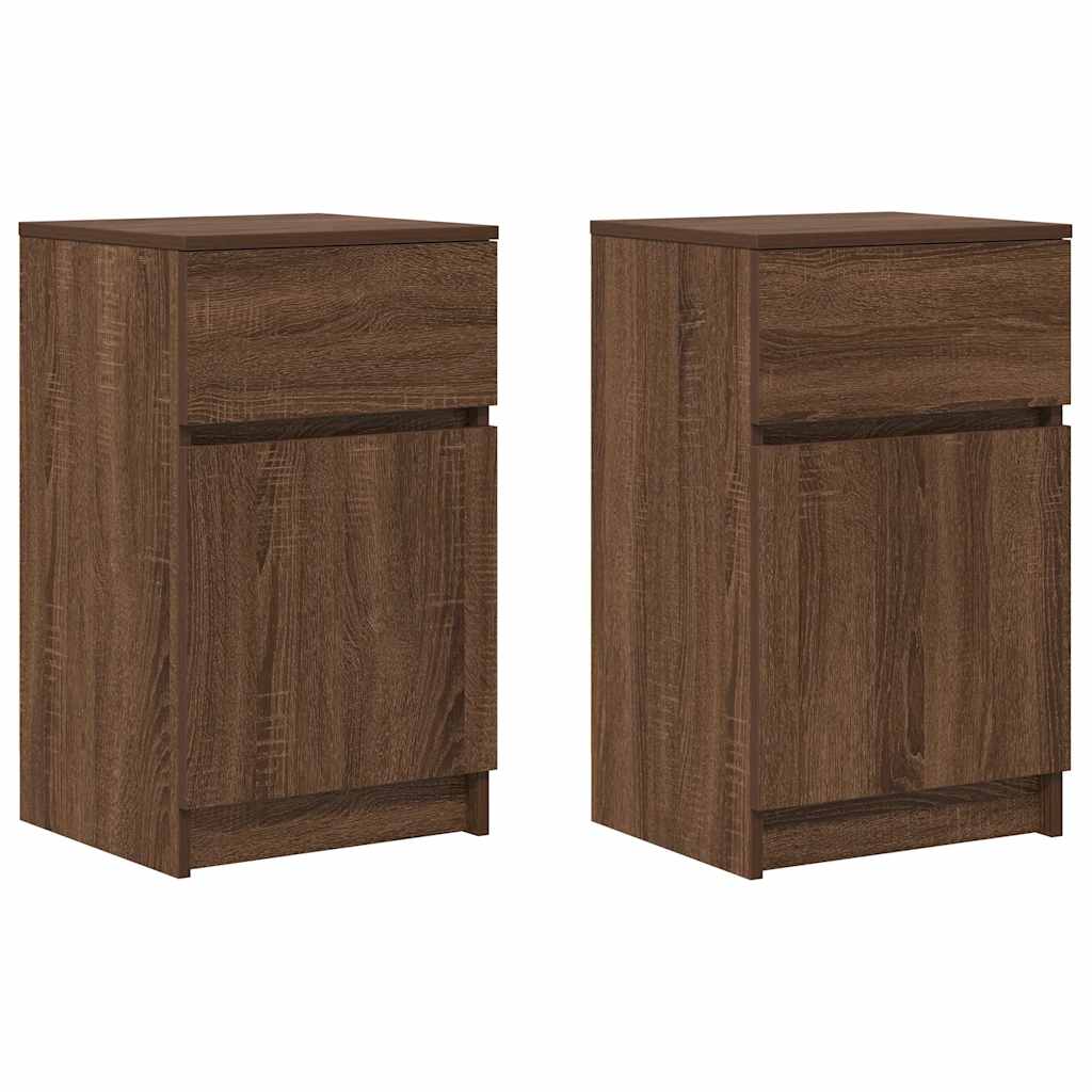 Bedside Cabinets 2 pcs Brown Oak 39x35x65 cm Engineered Wood