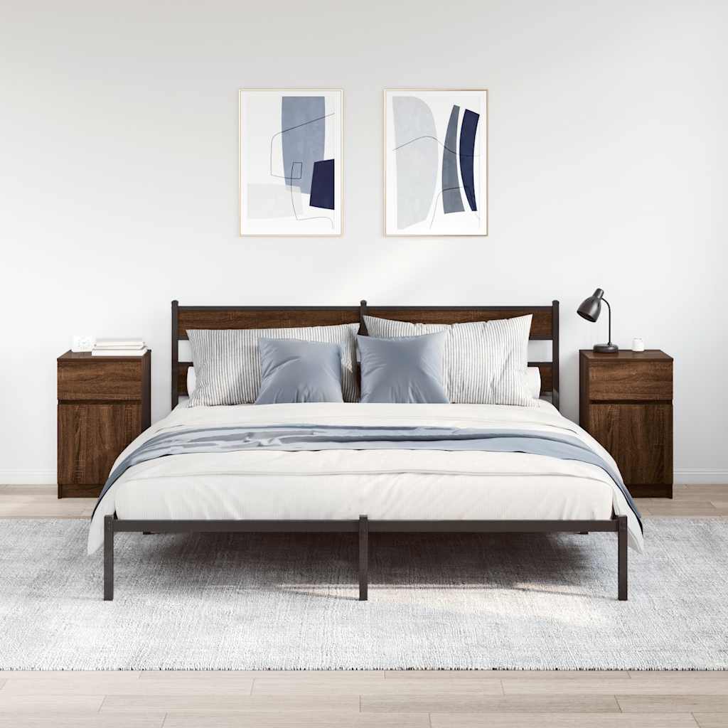 Bedside Cabinets 2 pcs Brown Oak 39x35x65 cm Engineered Wood