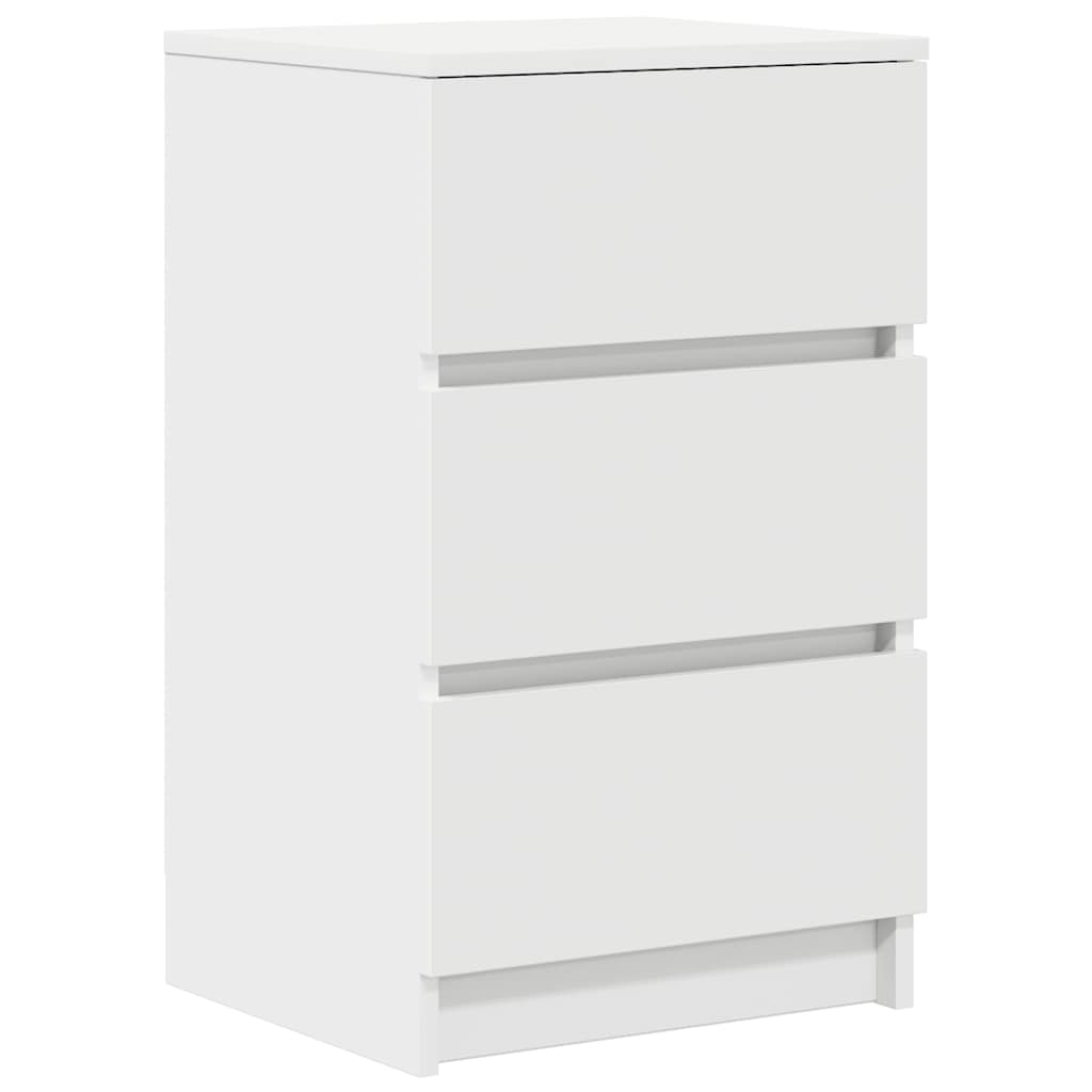 Bedside Cabinet with 3 Drawers White 39x35x65 cm