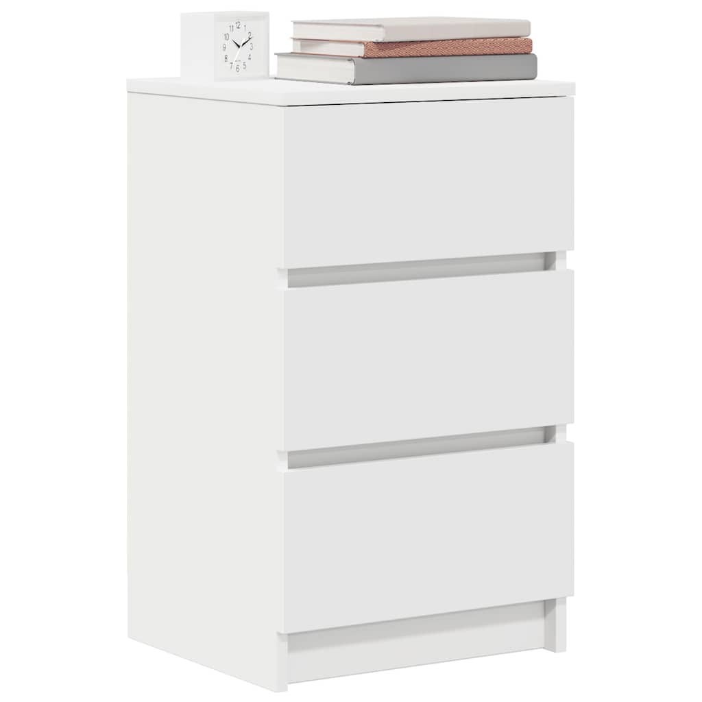 Bedside Cabinet with 3 Drawers White 39x35x65 cm