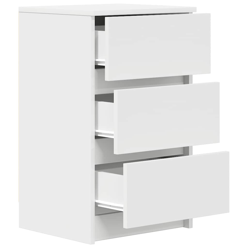 Bedside Cabinet with 3 Drawers White 39x35x65 cm