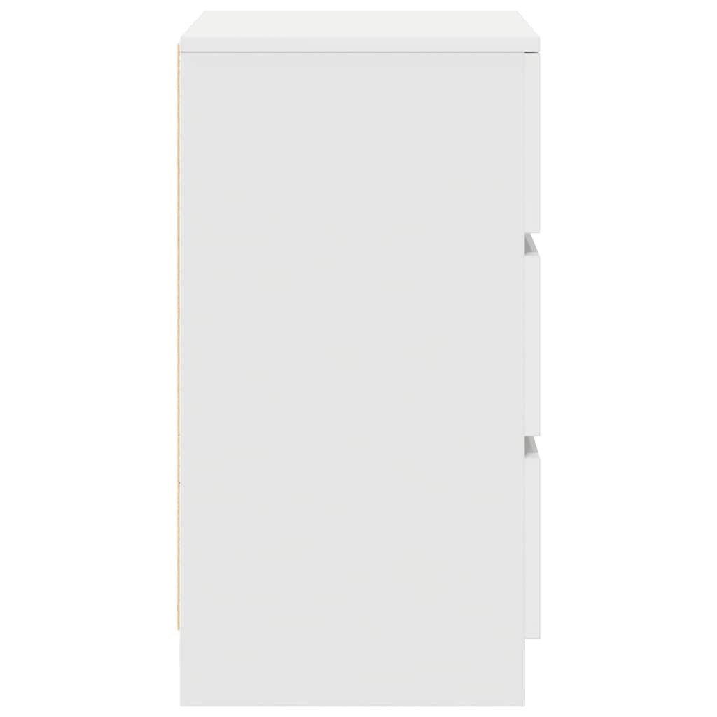 Bedside Cabinet with 3 Drawers White 39x35x65 cm