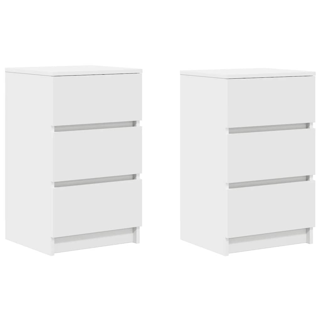 Bedside Cabinets with 3 Drawers 2 pcs White 39x35x65 cm