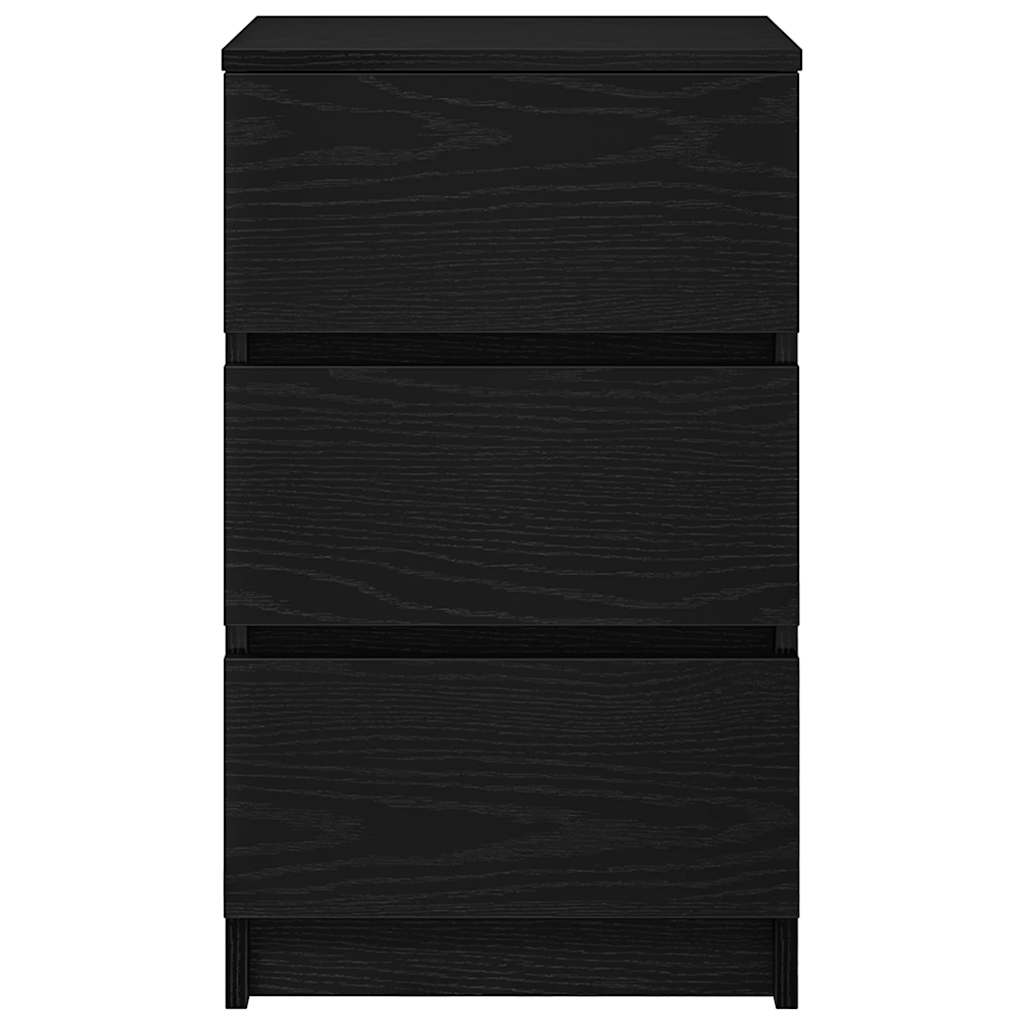 Bedside Cabinet with 3 Drawers Black 39x35x65 cm