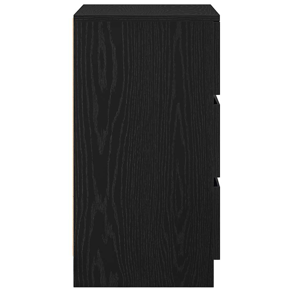 Bedside Cabinet with 3 Drawers Black 39x35x65 cm