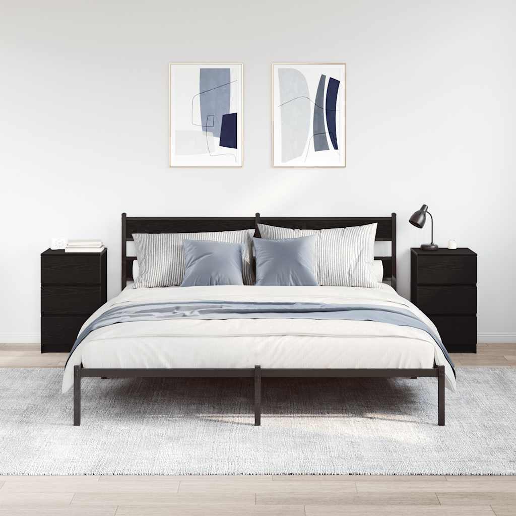 Bedside Cabinets with 3 Drawers 2 pcs Black 39x35x65 cm