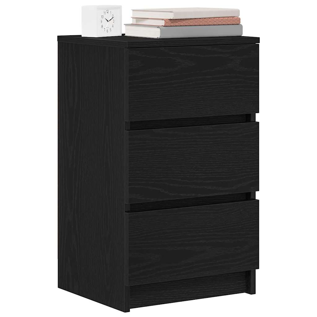 Bedside Cabinets with 3 Drawers 2 pcs Black 39x35x65 cm