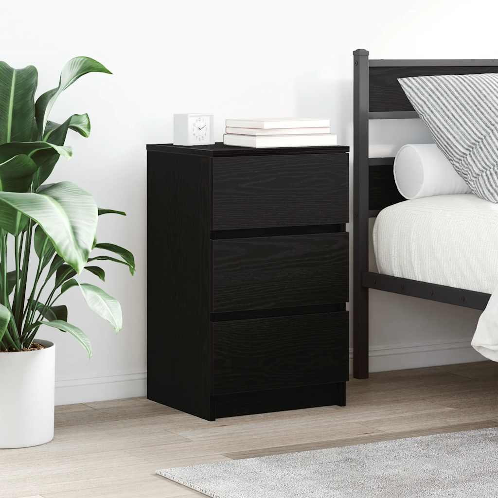 Bedside Cabinets with 3 Drawers 2 pcs Black 39x35x65 cm