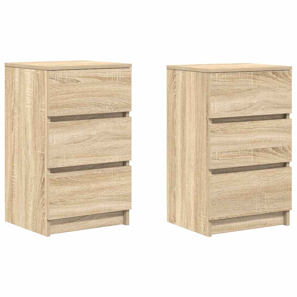 Bedside Cabinets with 3 Drawers 2 pcs Sonoma Oak 39x35x65 cm