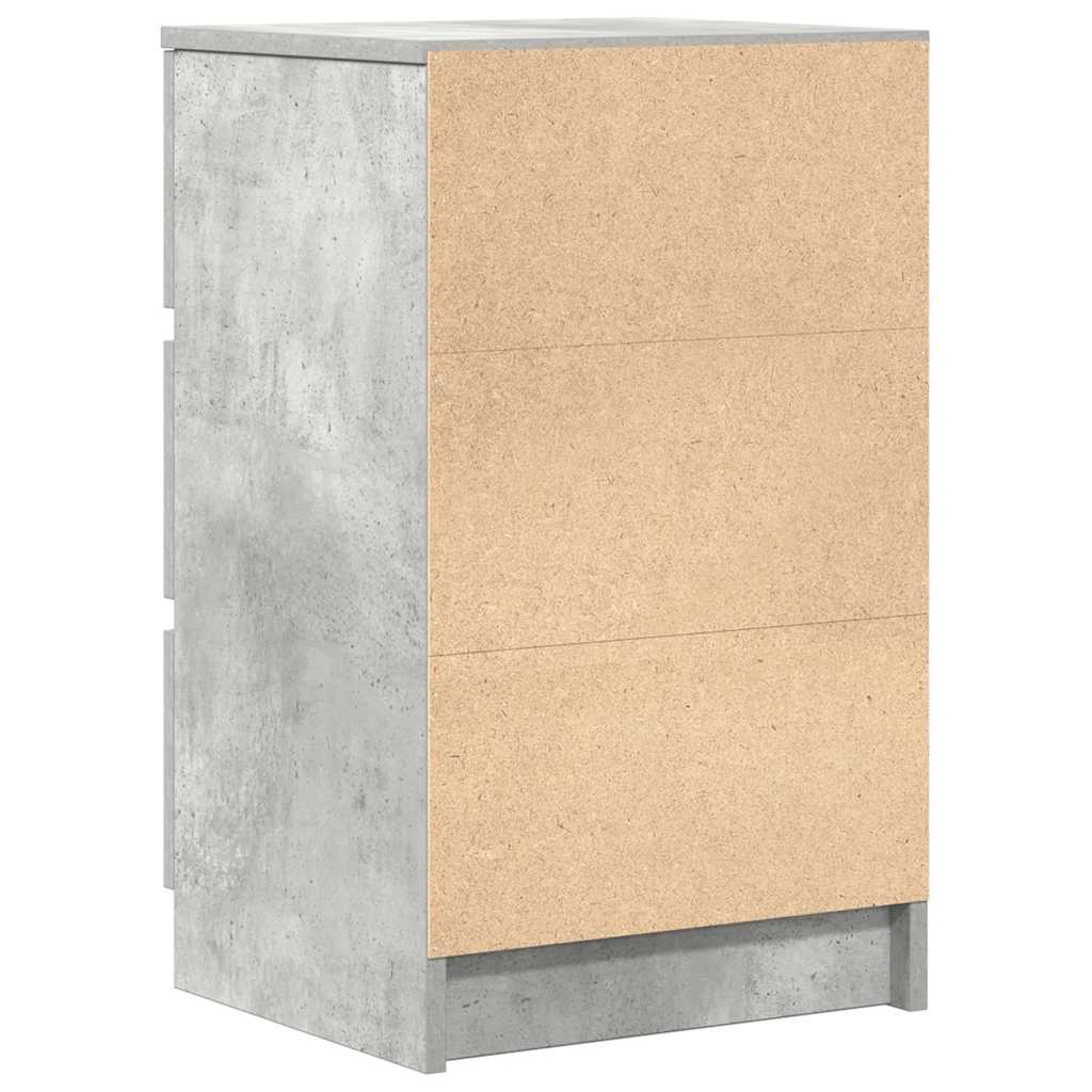 Bedside Cabinets with 3 Drawers 2 pcs Concrete Grey 39x35x65 cm