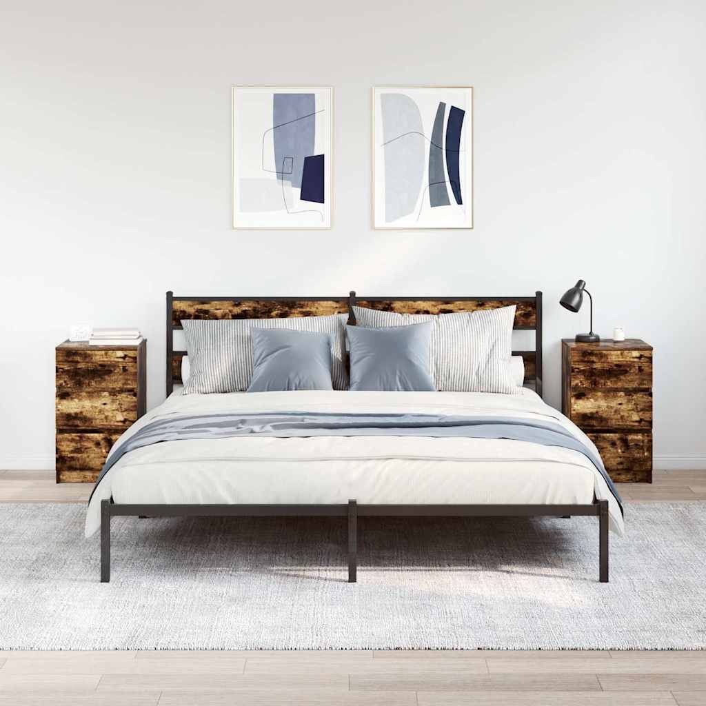 Bedside Cabinets with 3 Drawers 2 pcs Smoked Oak 39x35x65 cm