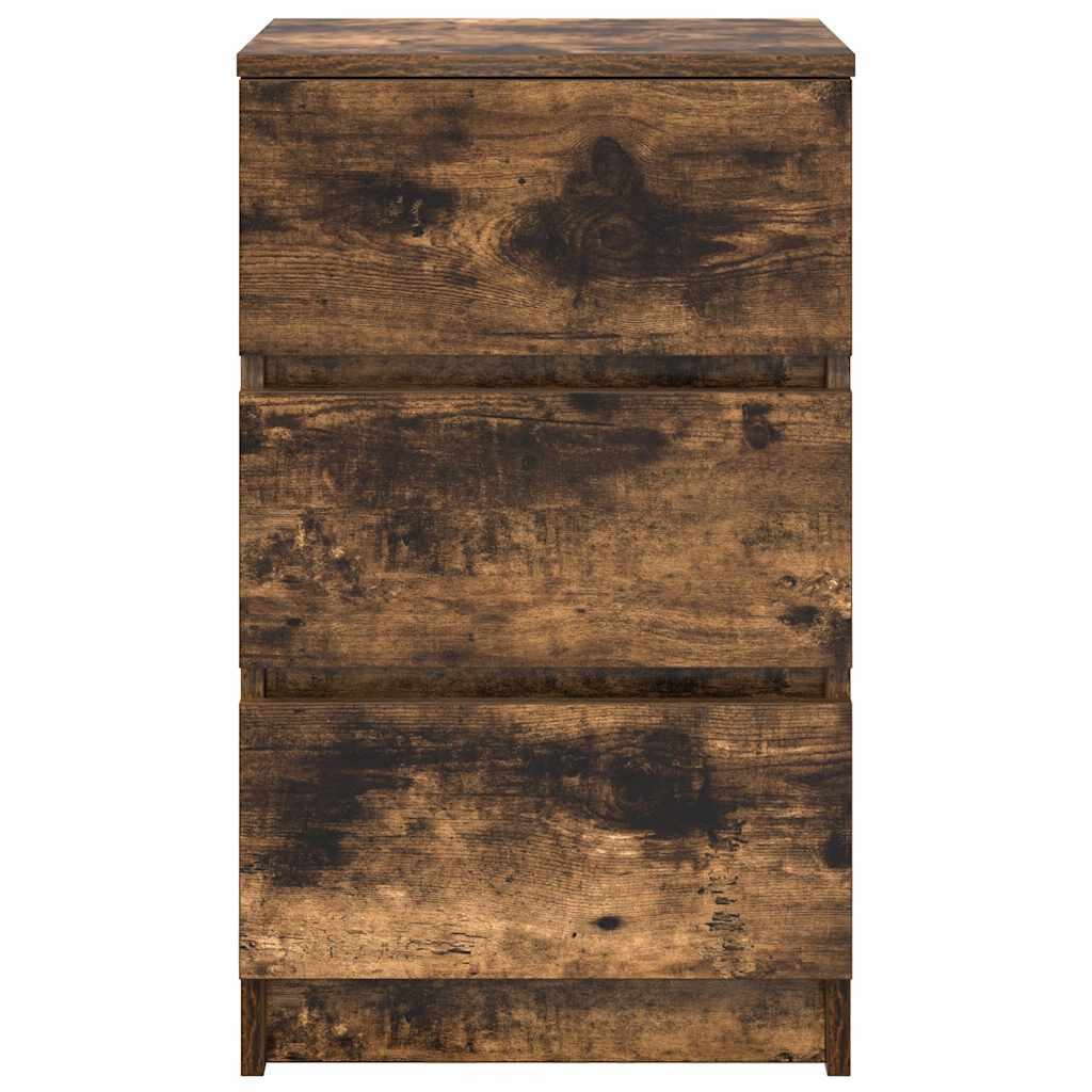 Bedside Cabinets with 3 Drawers 2 pcs Smoked Oak 39x35x65 cm