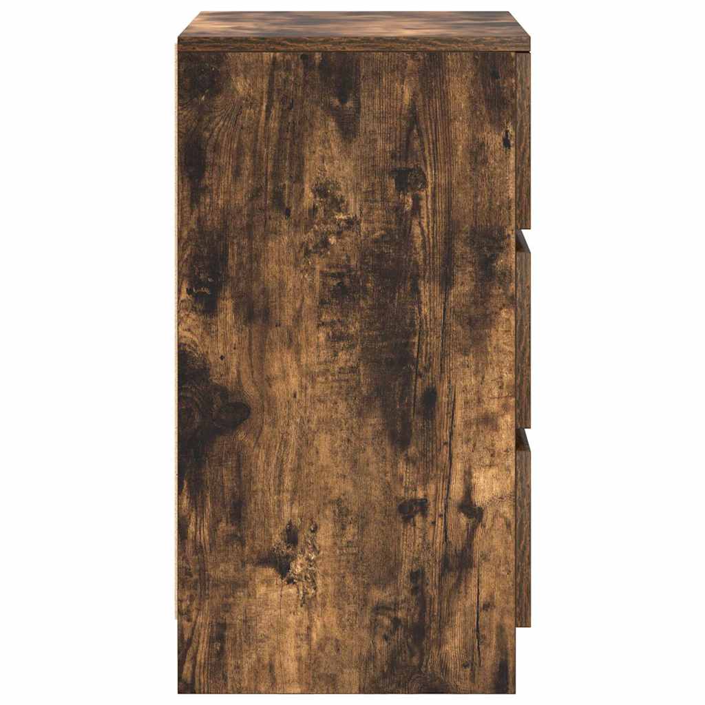 Bedside Cabinets with 3 Drawers 2 pcs Smoked Oak 39x35x65 cm