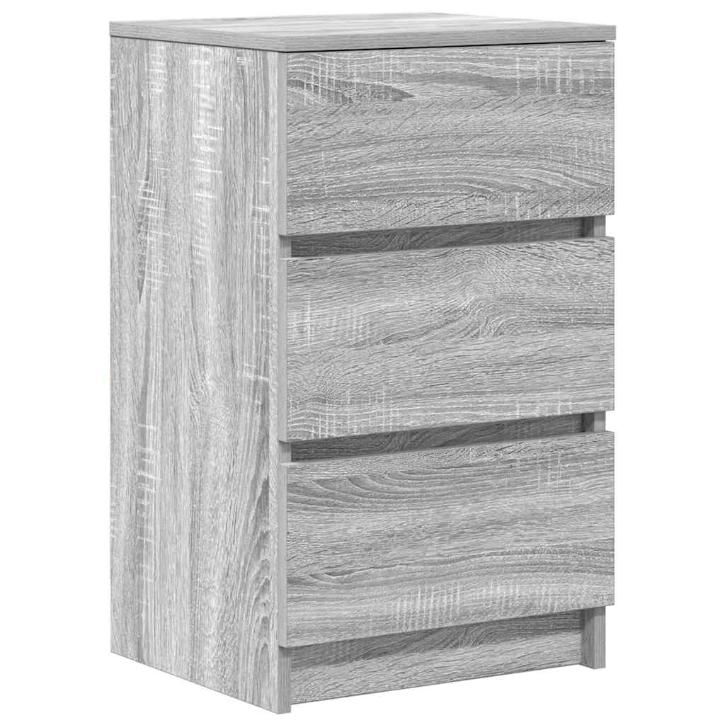 Bedside Cabinet with 3 Drawers Grey Sonoma 39x35x65 cm