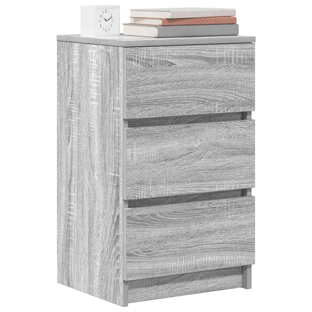 Bedside Cabinet with 3 Drawers Grey Sonoma 39x35x65 cm