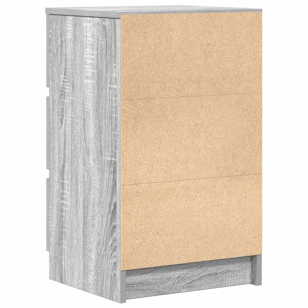 Bedside Cabinet with 3 Drawers Grey Sonoma 39x35x65 cm