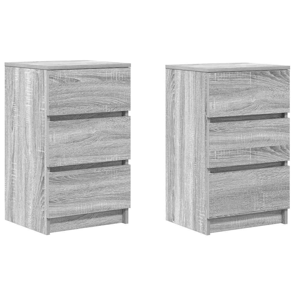 Bedside Cabinets with 3 Drawers 2 pcs Grey Sonoma 39x35x65 cm