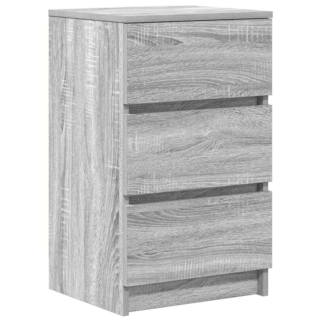 Bedside Cabinets with 3 Drawers 2 pcs Grey Sonoma 39x35x65 cm