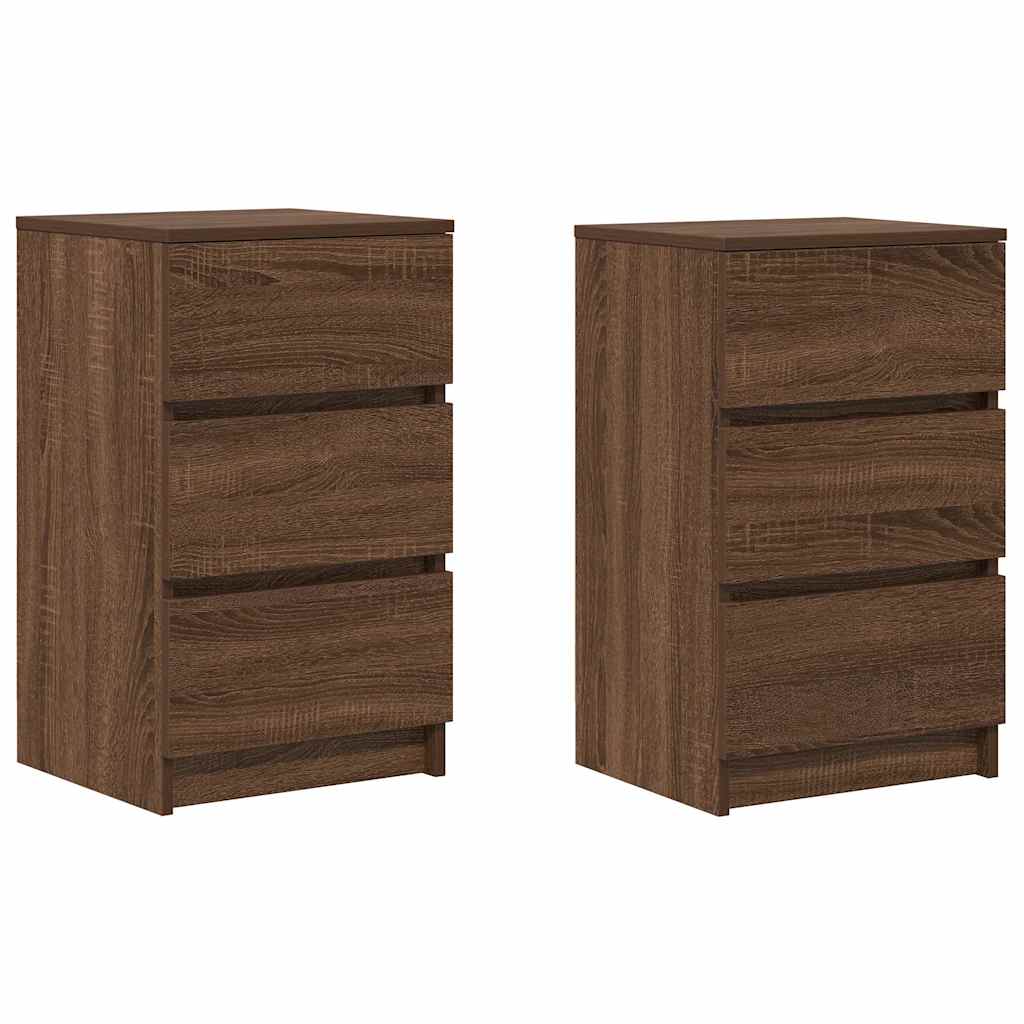 Bedside Cabinets with 3 Drawers 2 pcs Brown Oak 39x35x65 cm