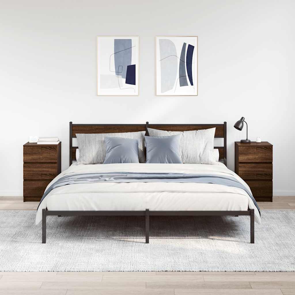 Bedside Cabinets with 3 Drawers 2 pcs Brown Oak 39x35x65 cm