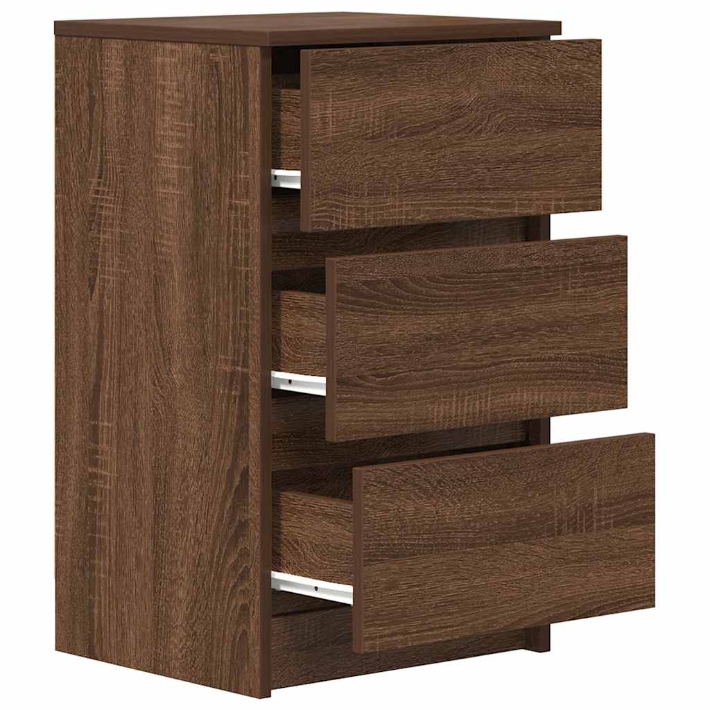 Bedside Cabinets with 3 Drawers 2 pcs Brown Oak 39x35x65 cm