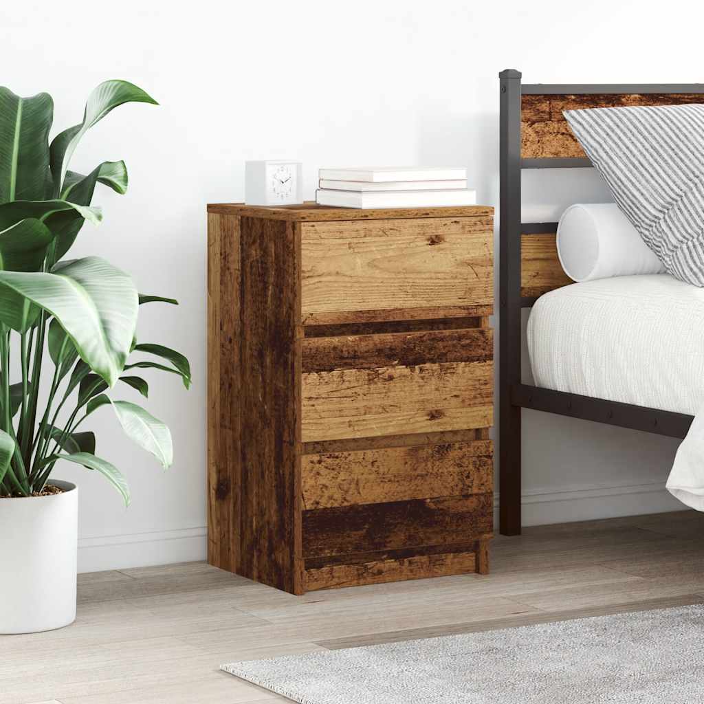 Bedside Cabinets with 3 Drawers 2 pcs Old Wood 39x35x65 cm