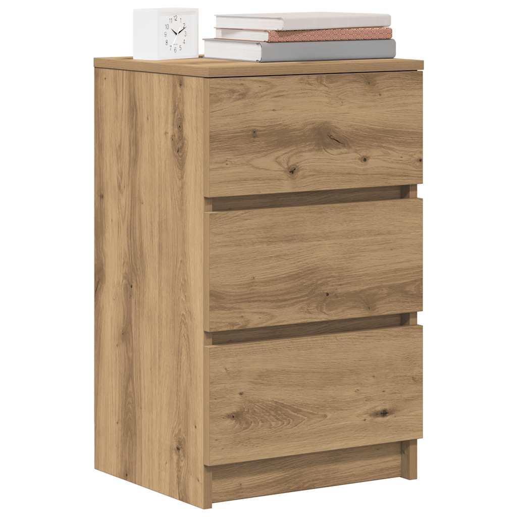 Bedside Cabinet with 3 Drawers Artisan Oak 39x35x65 cm