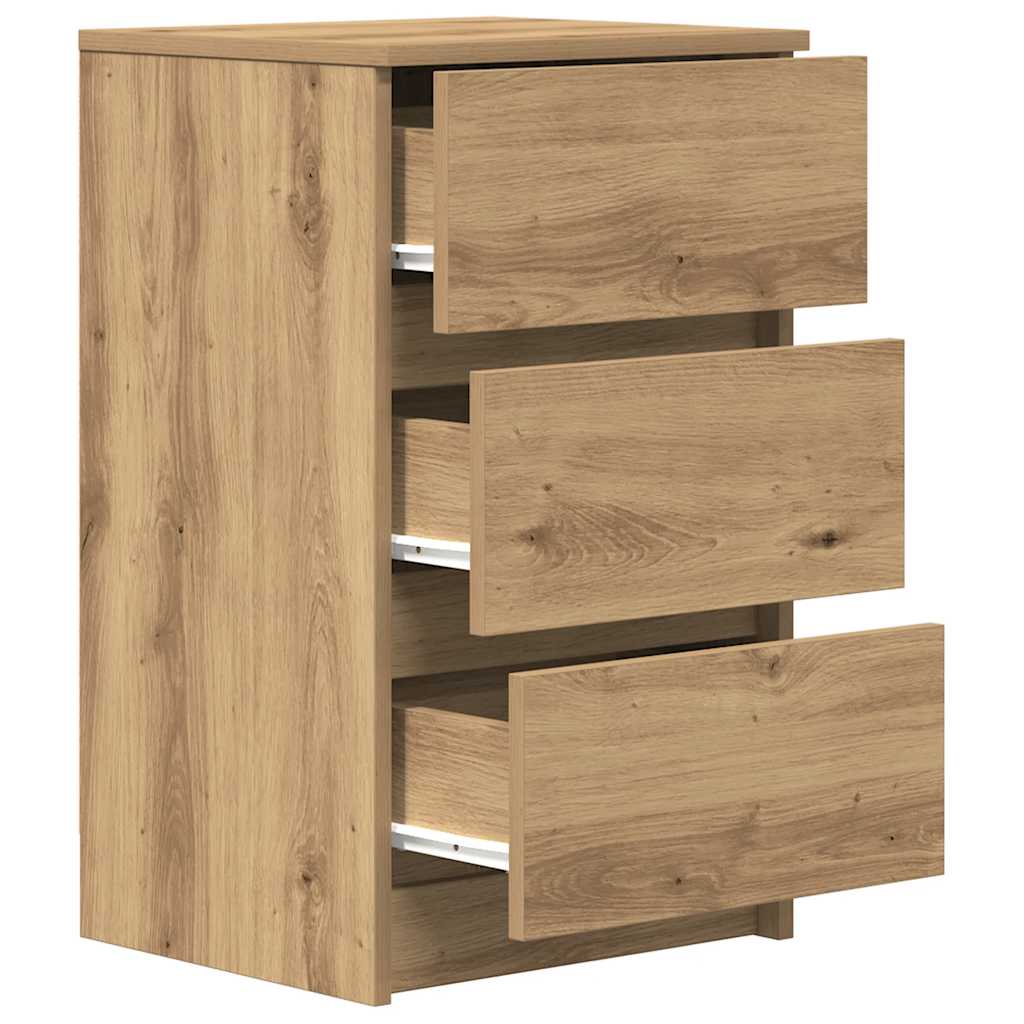 Bedside Cabinet with 3 Drawers Artisan Oak 39x35x65 cm