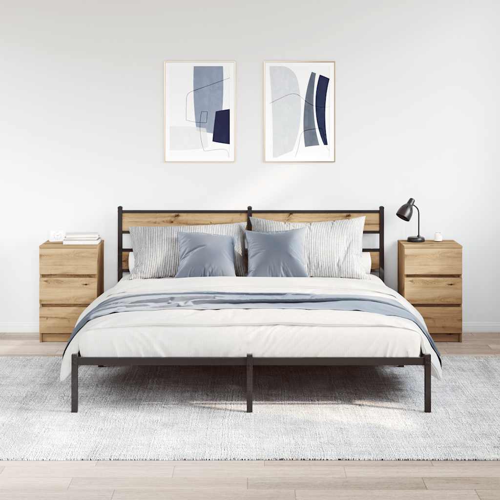 Bedside Cabinets with 3 Drawers 2 pcs Artisan Oak 39x35x65 cm