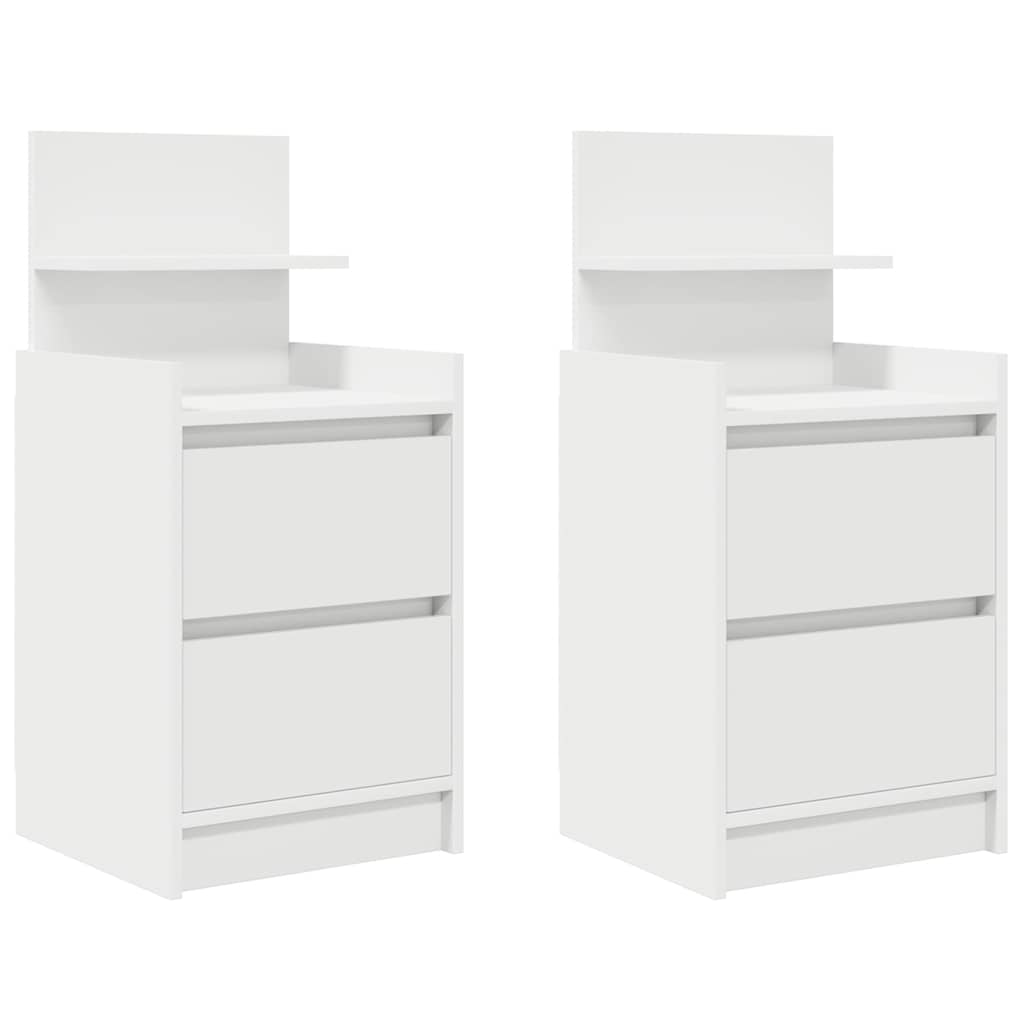 Bedside Cabinets with 2 Drawers 2 pcs White 38x34x80 cm