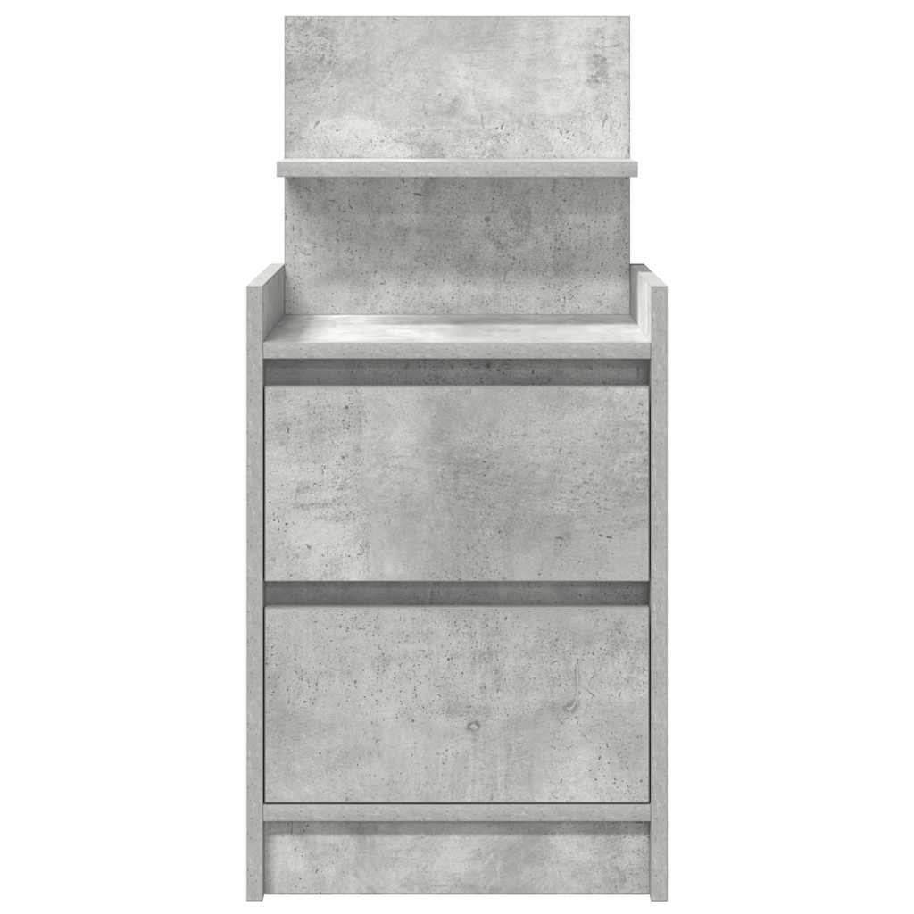 Bedside Cabinet with 2 Drawers Concrete Grey 38x34x80 cm