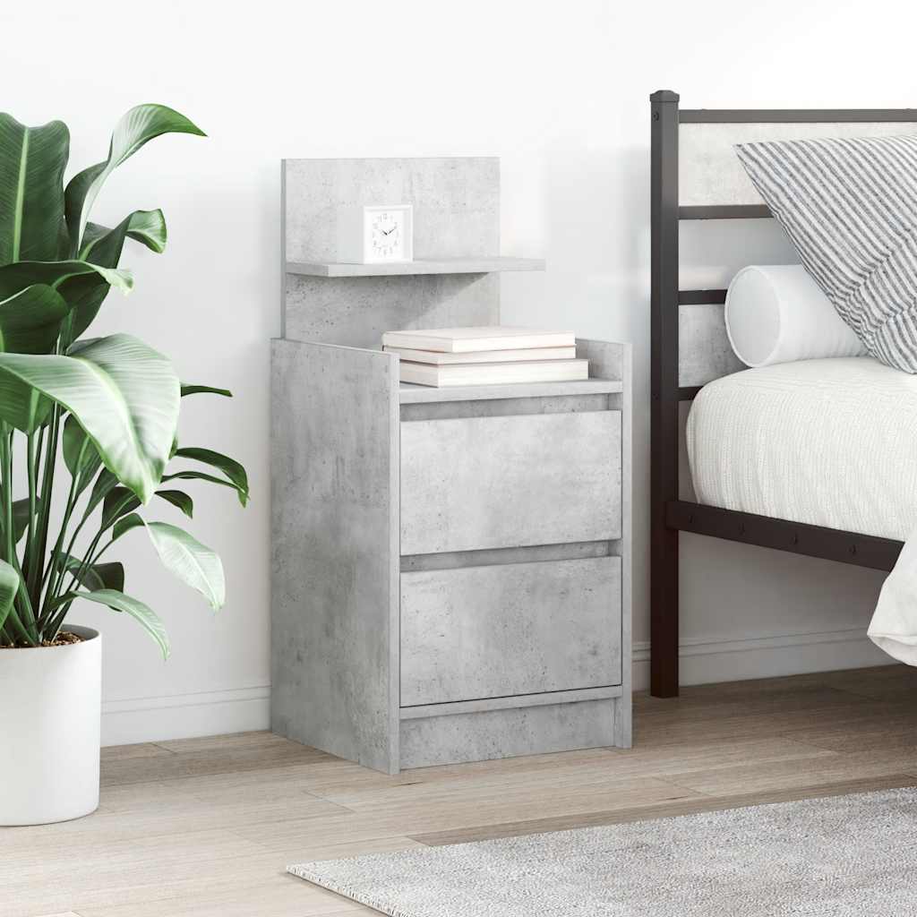 Bedside Cabinet with 2 Drawers Concrete Grey 38x34x80 cm