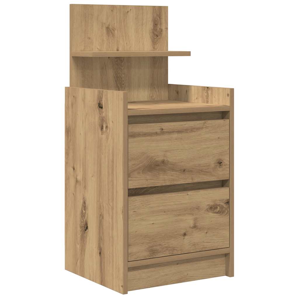Bedside Cabinet with 2 Drawers Artisan Oak 38x34x80 cm