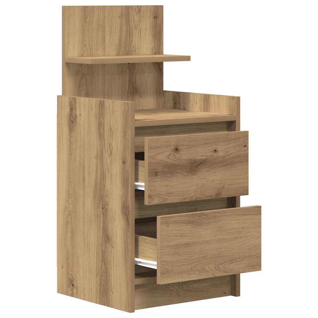 Bedside Cabinet with 2 Drawers Artisan Oak 38x34x80 cm