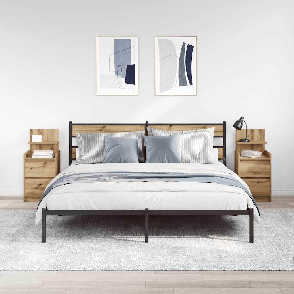 Bedside Cabinets with 2 Drawers 2 pcs Artisan Oak 38x34x80 cm