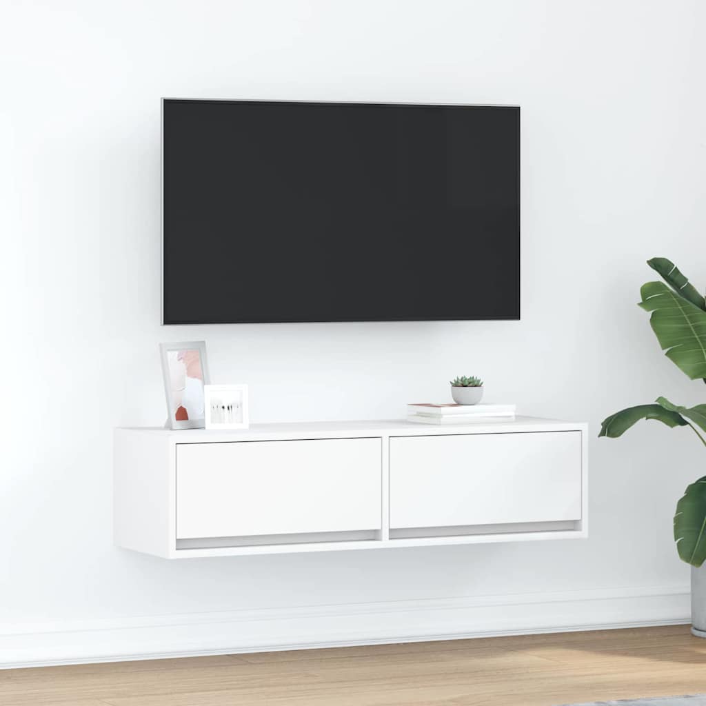 TV Cabinet with Drawer White 100 x 31 x 25.5 cm Engineered wood