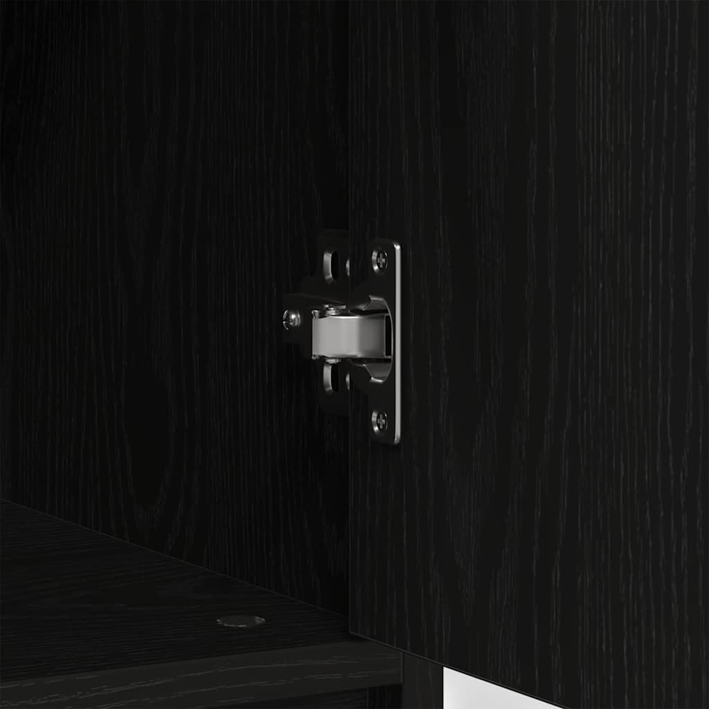 Sideboard with Drawer Black Oak 80x34x76 cm Engineered Wood