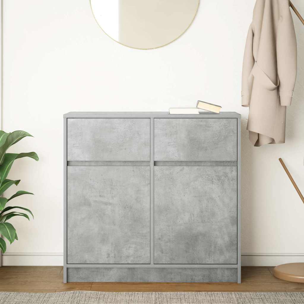 Sideboard with Drawer Concrete Grey 80x34x76 cm Engineered Wood