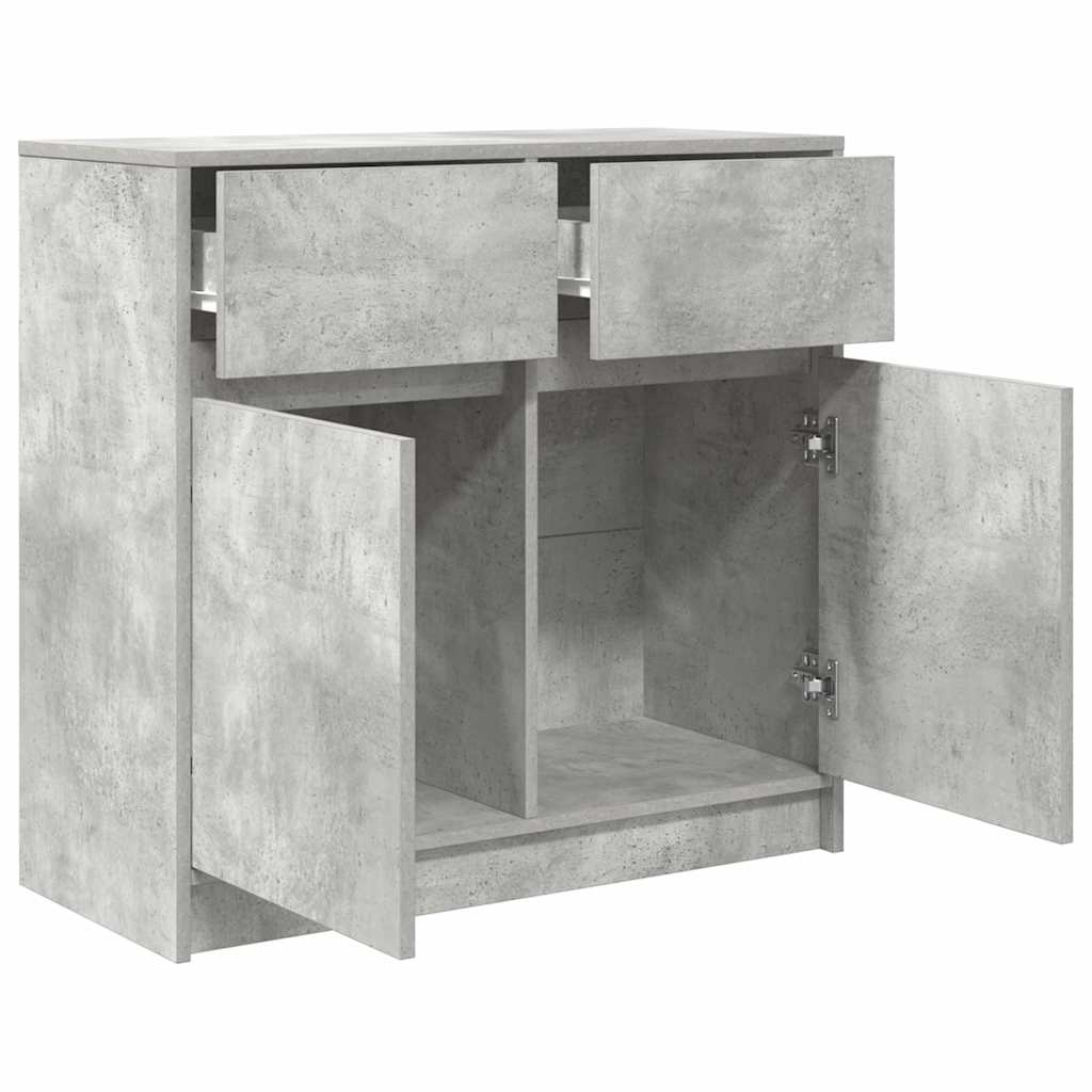 Sideboard with Drawer Concrete Grey 80x34x76 cm Engineered Wood