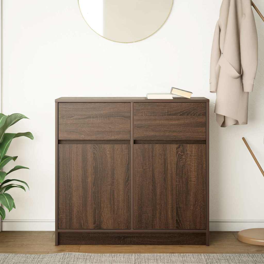 Sideboard with Drawer Brown Oak 80x34x76 cm Engineered Wood