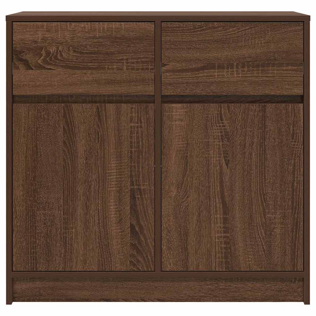 Sideboard with Drawer Brown Oak 80x34x76 cm Engineered Wood
