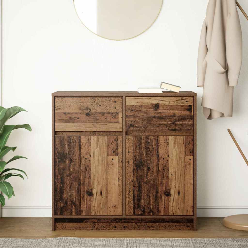 Sideboard with Drawer Old Wood 80x34x76 cm Engineered Wood