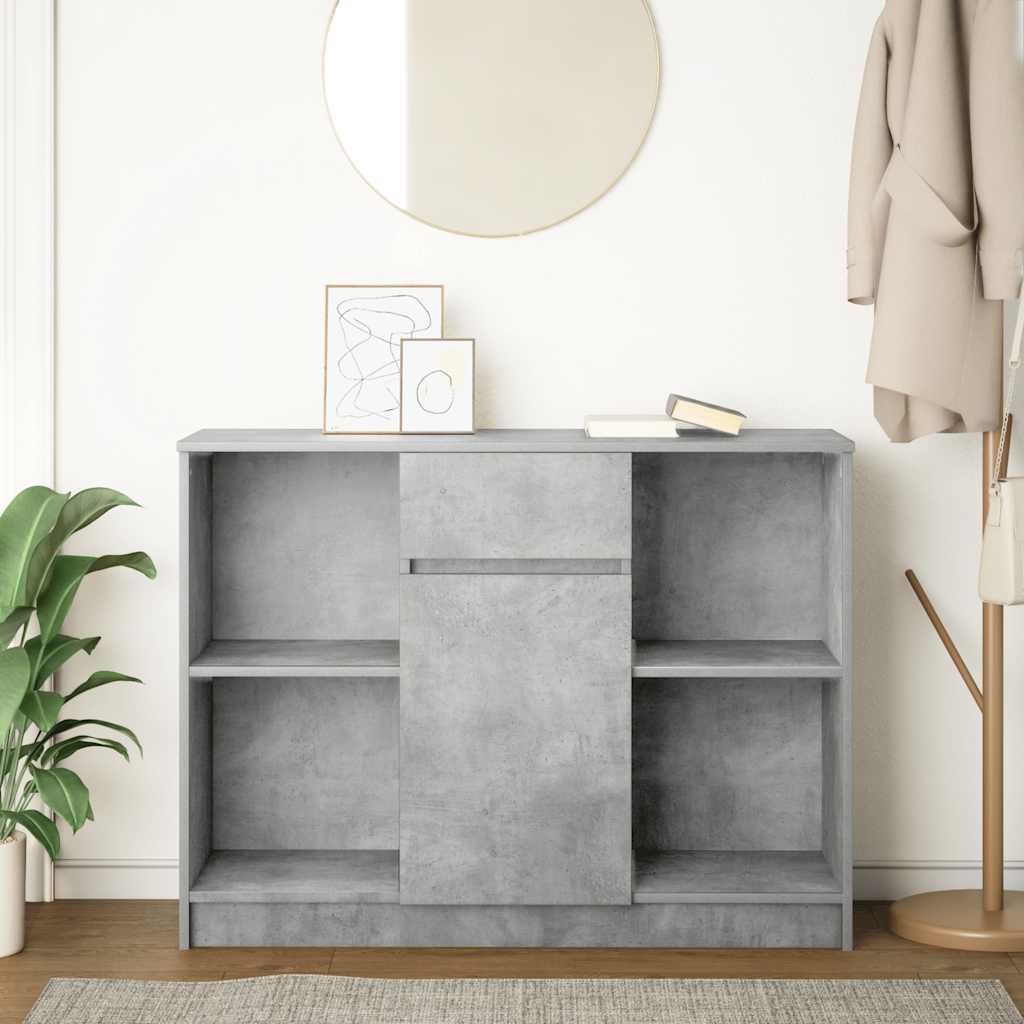 Sideboard with Drawer Concrete Grey 101x35x76 cm Engineered Wood
